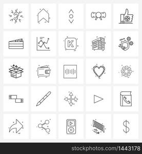 25 Universal Line Icon Pixel Perfect Symbols of like, suiting, up, dressing, bow tie Vector Illustration