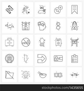 25 Universal Line Icon Pixel Perfect Symbols of tag, navigation, football, map, avatar Vector Illustration