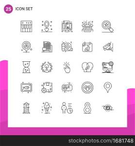 25 Universal Line Signs Symbols of bag, basket, necklace, money, monitor Editable Vector Design Elements