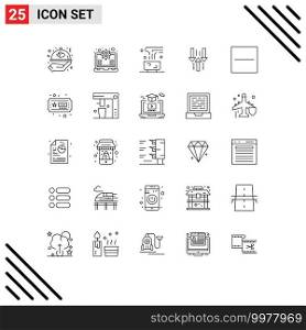 25 Universal Line Signs Symbols of download, up, coffee, down, mug Editable Vector Design Elements