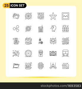 25 Universal Line Signs Symbols of graph, analytics, celebrate, star, fable Editable Vector Design Elements