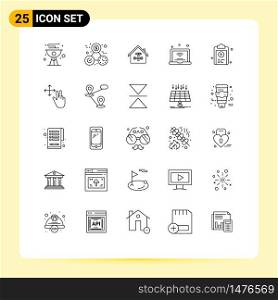 25 Universal Line Signs Symbols of internet of things, laptop, perfection, wrench, repair Editable Vector Design Elements