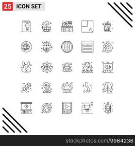 25 Universal Line Signs Symbols of money, coins, cabinet, cash, turn Editable Vector Design Elements