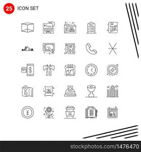 25 Universal Line Signs Symbols of mountain, medicine, folder, medical, document Editable Vector Design Elements
