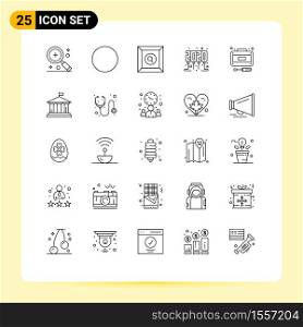 25 Universal Line Signs Symbols of service, recuperation, box, development, new year Editable Vector Design Elements