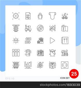 25 Universal Lines Set for Web and Mobile Applications bird, p&ers, arms, diapers, baby Editable Vector Design Elements