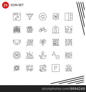 25 Universal Lines Set for Web and Mobile Applications c&ing, estate, location, building, grid Editable Vector Design Elements