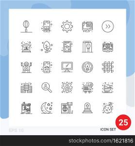 25 Universal Lines Set for Web and Mobile Applications circle, virus, setting, security, computer Editable Vector Design Elements