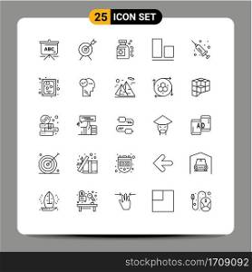 25 Universal Lines Set for Web and Mobile Applications love, card, tablet, medicine, injection Editable Vector Design Elements