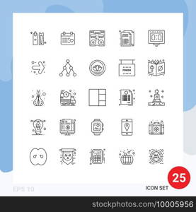 25 Universal Lines Set for Web and Mobile Applications style, css, wedding, code, mixer Editable Vector Design Elements