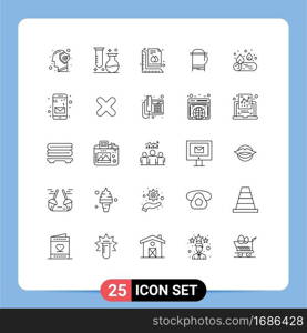 25 Universal Lines Set for Web and Mobile Applications warm, glove, science, document, size Editable Vector Design Elements