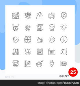 25 Universal Lines Set for Web and Mobile Applications wifi, microwave, celebrate, iot, winter Editable Vector Design Elements