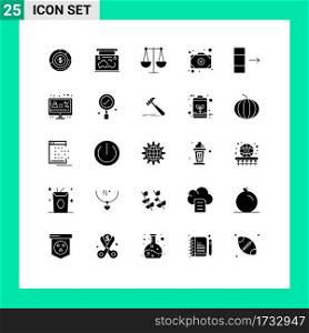 25 Universal Solid Glyph Signs Symbols of bag, finance, frame, business, travel Editable Vector Design Elements