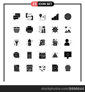 25 Universal Solid Glyph Signs Symbols of buildings, apartments, help, lightbulb, key Editable Vector Design Elements