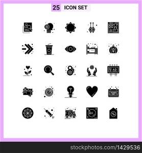 25 Universal Solid Glyph Signs Symbols of custom earrings, virus, broker, security, shareholder Editable Vector Design Elements