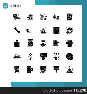 25 Universal Solid Glyph Signs Symbols of layout, food, hotel, egg, celebration Editable Vector Design Elements