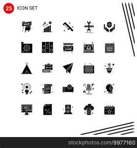 25 Universal Solid Glyph Signs Symbols of tools, develop, dollar, design, clean Editable Vector Design Elements