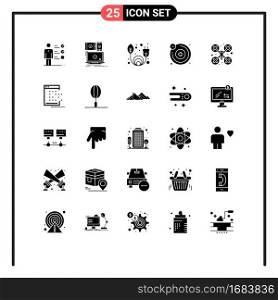 25 Universal Solid Glyphs Set for Web and Mobile Applications drone camera, cam, technology, molecule, atoms Editable Vector Design Elements