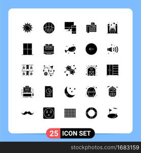 25 Universal Solid Glyphs Set for Web and Mobile Applications fax machine, phone, recreation, fax, pc Editable Vector Design Elements