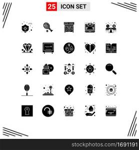 25 Universal Solid Glyphs Set for Web and Mobile Applications gift, creative, print, budget planning, newsletter Editable Vector Design Elements