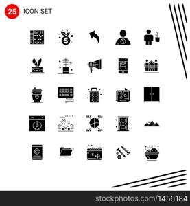 25 Universal Solid Glyphs Set for Web and Mobile Applications human, body, finance, blocked, arrows Editable Vector Design Elements