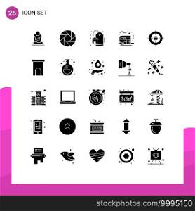 25 Universal Solid Glyphs Set for Web and Mobile Applications human, summer, discount, c&ing, bus way Editable Vector Design Elements