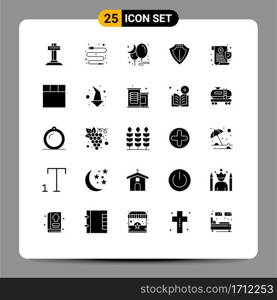 25 Universal Solid Glyphs Set for Web and Mobile Applications privacy, medical, moon, protect, protection Editable Vector Design Elements