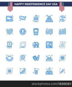 25 USA Blue Pack of Independence Day Signs and Symbols of american  sports  liquid  ball  usa Editable USA Day Vector Design Elements