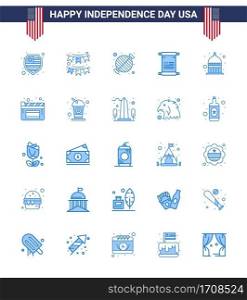 25 USA Blue Pack of Independence Day Signs and Symbols of indiana; american; food; text; party Editable USA Day Vector Design Elements