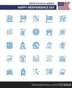 25 USA Blue Pack of Independence Day Signs and Symbols of sports; basketball; american; usa; states Editable USA Day Vector Design Elements