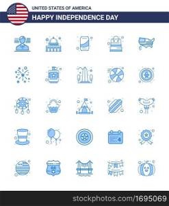 25 USA Blue Signs Independence Day Celebration Symbols of thanksgiving  american  can  shop  money Editable USA Day Vector Design Elements