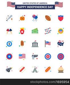 25 USA Flat Signs Independence Day Celebration Symbols of usa  shield  fly  american  sports Editable USA Day Vector Design Elements