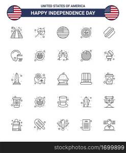 25 USA Line Pack of Independence Day Signs and Symbols of america  eagle  american  celebration  american Editable USA Day Vector Design Elements