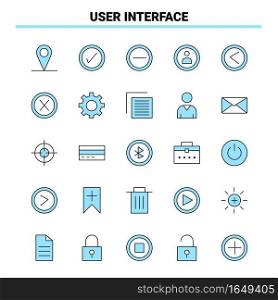 25 User Interface Black and Blue icon Set. Creative Icon Design and logo template. Creative Black Icon vector background
