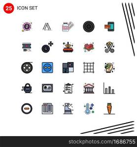 25 User Interface Filled line Flat Color Pack of modern Signs and Symbols of payment, goal, medicine, finance, tablet Editable Vector Design Elements