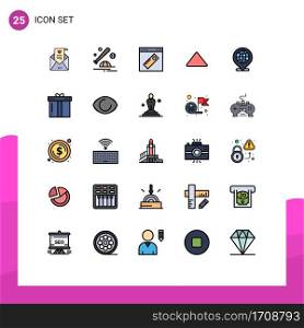 25 User Interface Filled line Flat Color Pack of modern Signs and Symbols of video, up, sport, arrow, web Editable Vector Design Elements