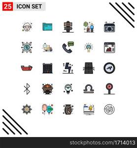 25 User Interface Filled line Flat Color Pack of modern Signs and Symbols of travel, tourist, empty, infection, sign Editable Vector Design Elements