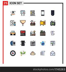 25 User Interface Filled line Flat Color Pack of modern Signs and Symbols of smart phone, phone, bucket, contact, paint Editable Vector Design Elements