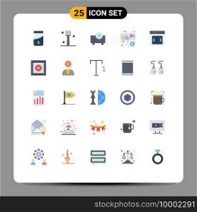 25 User Interface Flat Color Pack of modern Signs and Symbols of box, slider, projector, interface, preschool Editable Vector Design Elements