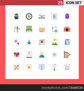 25 User Interface Flat Color Pack of modern Signs and Symbols of man, evil, bridge, document, medical Editable Vector Design Elements