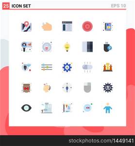25 User Interface Flat Color Pack of modern Signs and Symbols of e learning, user, wash, line, basic Editable Vector Design Elements