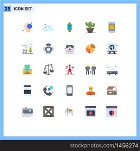 25 User Interface Flat Color Pack of modern Signs and Symbols of cactus, credit card machine, flag, credit card, card Editable Vector Design Elements