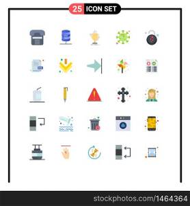 25 User Interface Flat Color Pack of modern Signs and Symbols of epidemic, spread, computing, corona, edge Editable Vector Design Elements