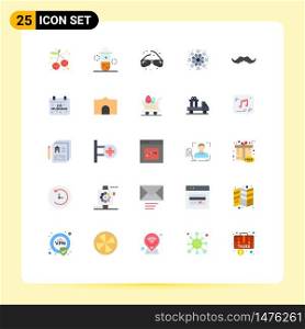 25 User Interface Flat Color Pack of modern Signs and Symbols of movember, moustache, glasses, winter, christmas Editable Vector Design Elements