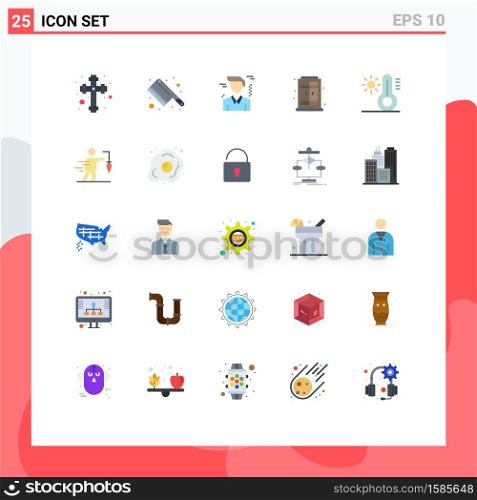 25 User Interface Flat Color Pack of modern Signs and Symbols of extrinsic, aspiration, office, temperature, climate Editable Vector Design Elements