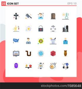 25 User Interface Flat Color Pack of modern Signs and Symbols of extrinsic, aspiration, office, temperature, climate Editable Vector Design Elements