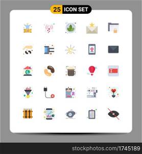 25 User Interface Flat Color Pack of modern Signs and Symbols of data, favorites, party, envelope, communication Editable Vector Design Elements