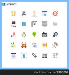 25 User Interface Flat Color Pack of modern Signs and Symbols of business, page, anatomy, interface, avatar Editable Vector Design Elements