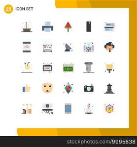 25 User Interface Flat Color Pack of modern Signs and Symbols of payment, card, pizza, credit, measure Editable Vector Design Elements