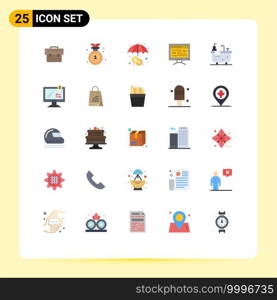 25 User Interface Flat Color Pack of modern Signs and Symbols of hub, bathroom, finance, education, online Editable Vector Design Elements